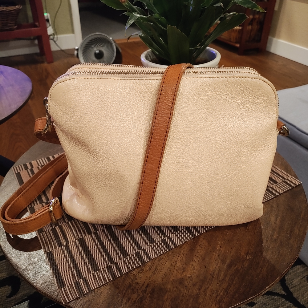 Valentina Cream and Tan Leather Bag